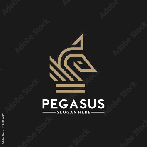 pegasus horse logo style line art, monoline,symbol creative graphic design