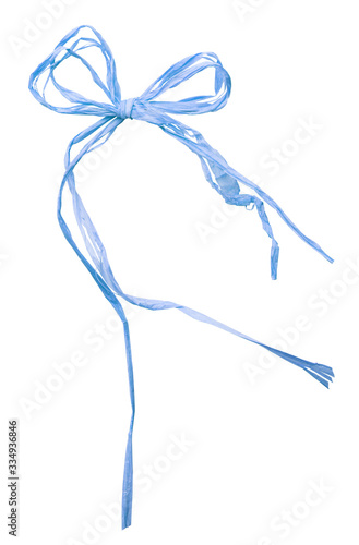 Blue raffia bow