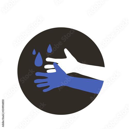 Wash your hands round icon. Vector illustration.