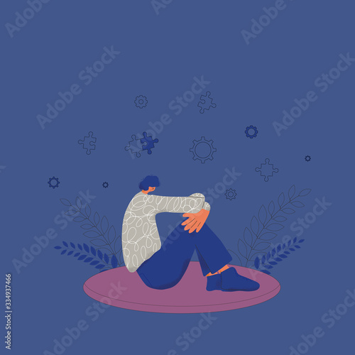 Mental disorder. Vector person with bad mood.