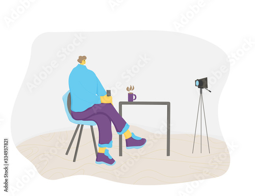 People sitting in the chair. Vector person.