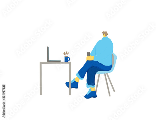 Podcast vector concept. Girl with audio stuff.