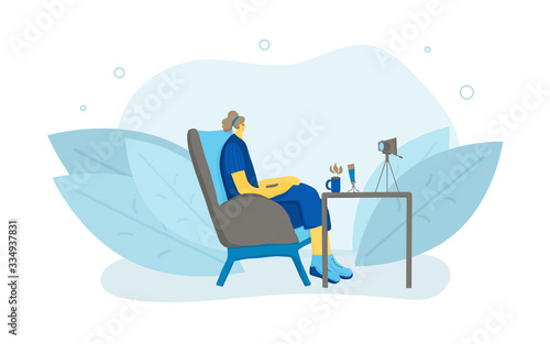 People sitting in the chair. Vector person.