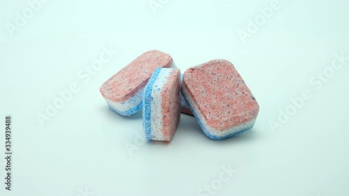 Dishwasher tablets. Multi function detergent tablets 4K 3840X2160 UHD footage 360 rotation