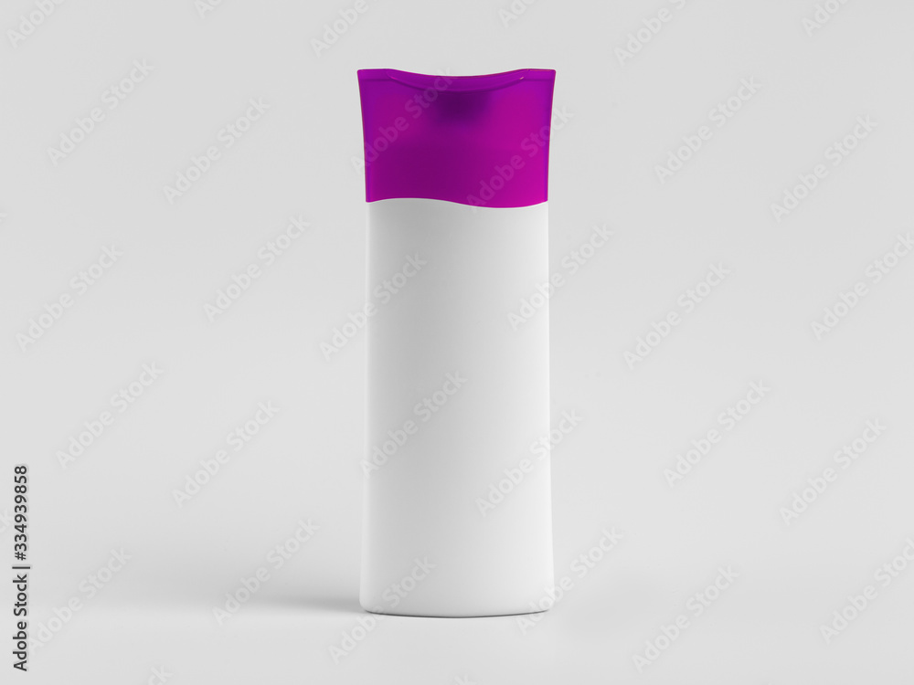 Template of a white bottle of shampoo on a white background Template of a white bottle of shampoo on a white background