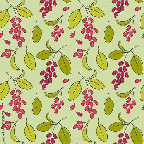Red barberry icons pattern. Barberry seasoning seamless background. Seamless pattern vector illustration