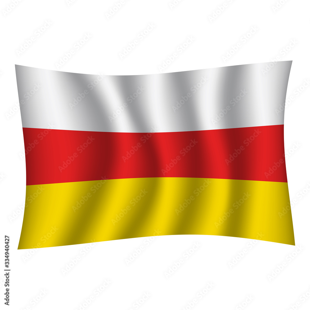 South Ossetia flag background with cloth texture. South Ossetia Flag vector illustration eps10. - Vector