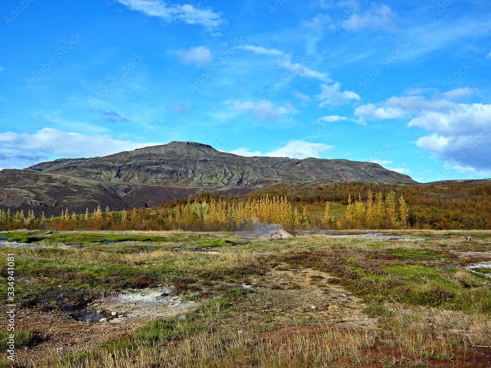 Iceland-view of nature near the Strokkur Geyser