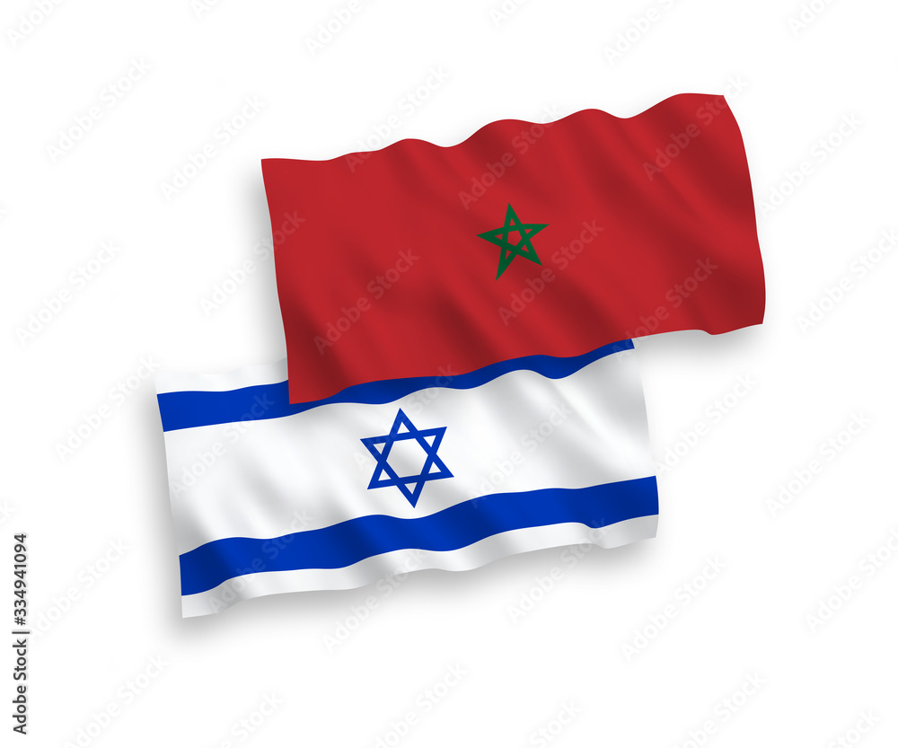 Flags of Morocco and Israel on a white background Flags of Morocco and Israel on a white background