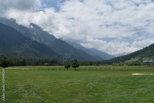 Beautiful Golf Course with beautiful Natural scenery at Pahalgam.