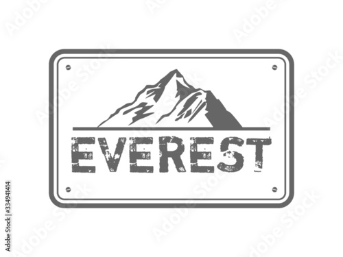 Everest is a snow-capped mountain mark of the Himalayas. Mountain sign