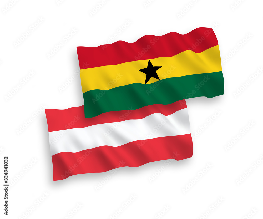 Flags of Austria and Ghana on a white background Flags of Austria and Ghana on a white background