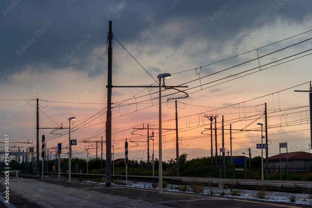 train station at sunset in italy