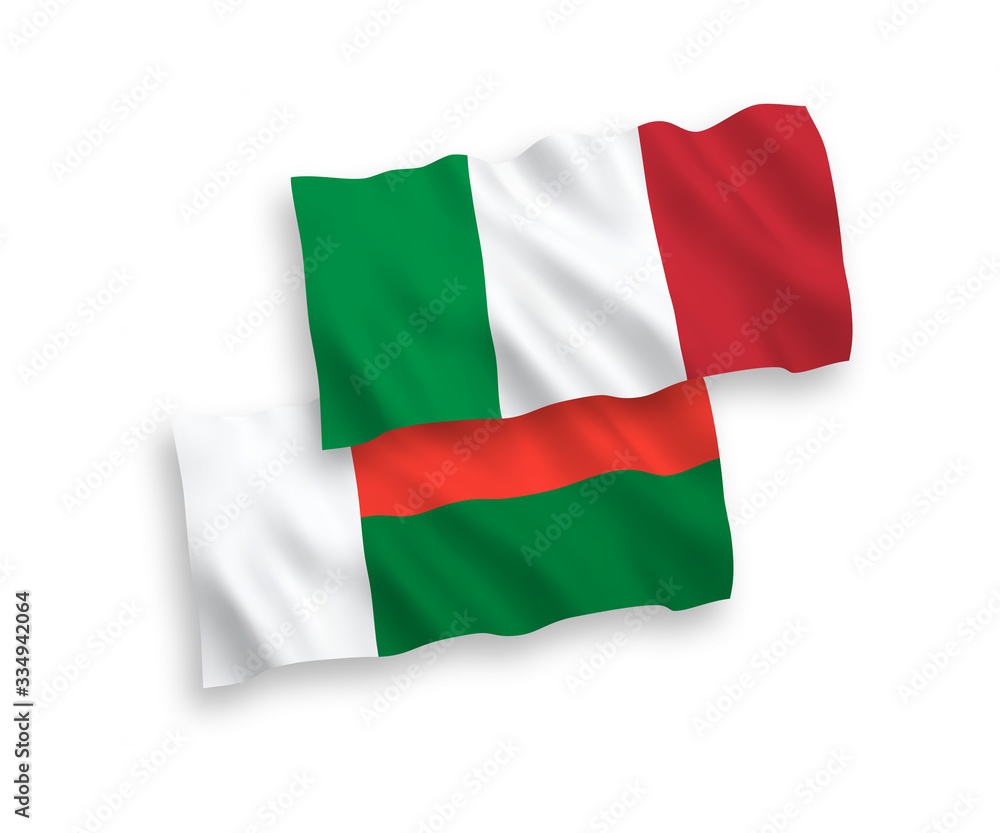 Flags of Italy and Madagascar on a white background