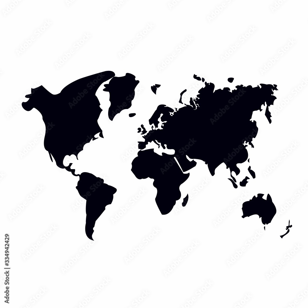 Vector world map illustration australia, asia america europe Stock ...