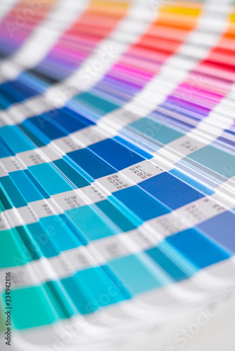 Vertical photograph of the catalog of color samples to be chosen for graphic and printing