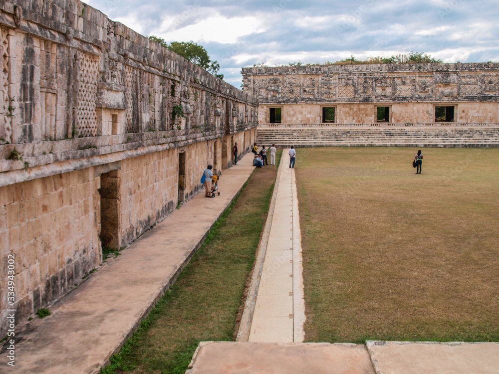 Mayan ball court at the ruins of Uxmal, Yucatan, Mexico