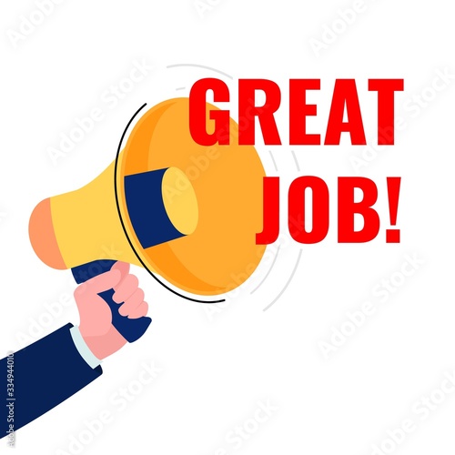 Great job text banner. Greeting and good work concept. Vector