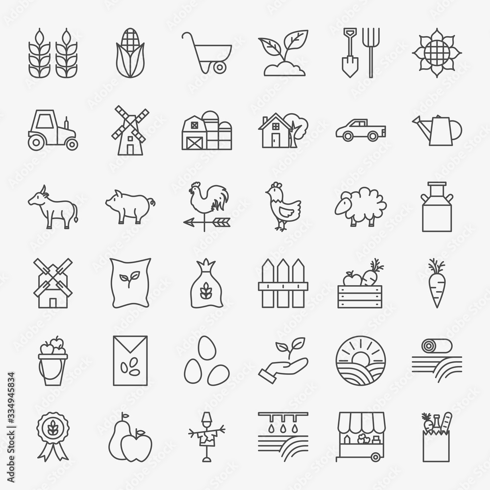 Farming Line Icons Set Farming Line Icons Set