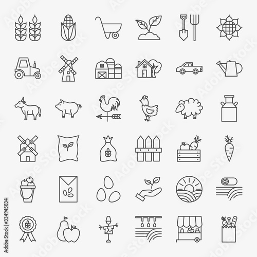 Farming Line Icons Set