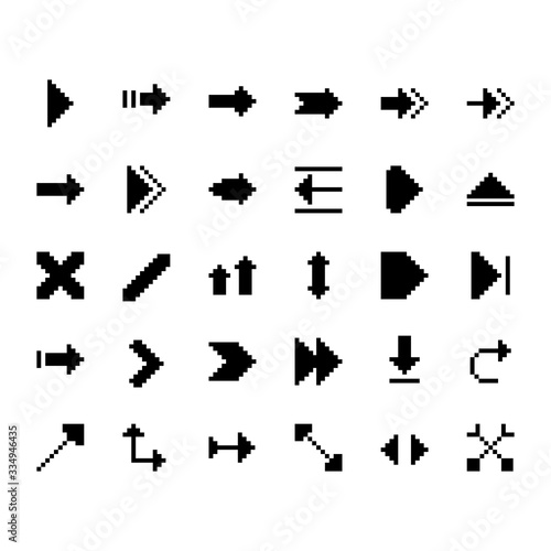 arrow icon set design. Perfect for application, web, logo, game, presentation template.icon design for mobile and computer. icon design pixel art and solid style