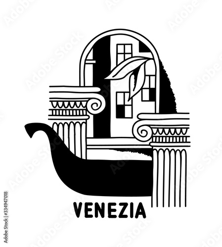 Concept composition, card, banner, illustration of venezia