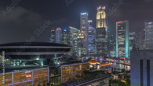 Colorful of Singapore Central business district timelapse cityscape skyline at Marina Bay with Singapore Academy of Law