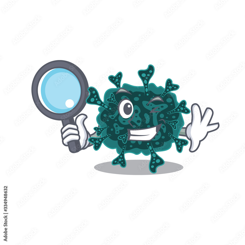 Smart Detective of herdecovirus mascot design style with tools Smart Detective of herdecovirus mascot design style with tools