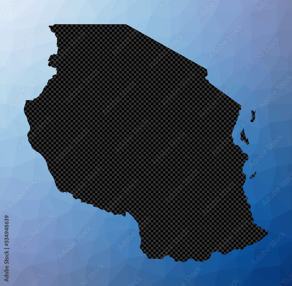 Tanzania geometric map. Stencil shape of Tanzania in low poly style. Modern country vector illustration. Tanzania geometric map. Stencil shape of Tanzania in low poly style. Modern country vector illustration.