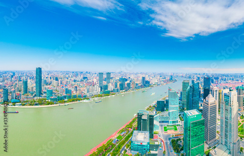 The city scenery along the Huangpu River in Shanghai, China © Weiming