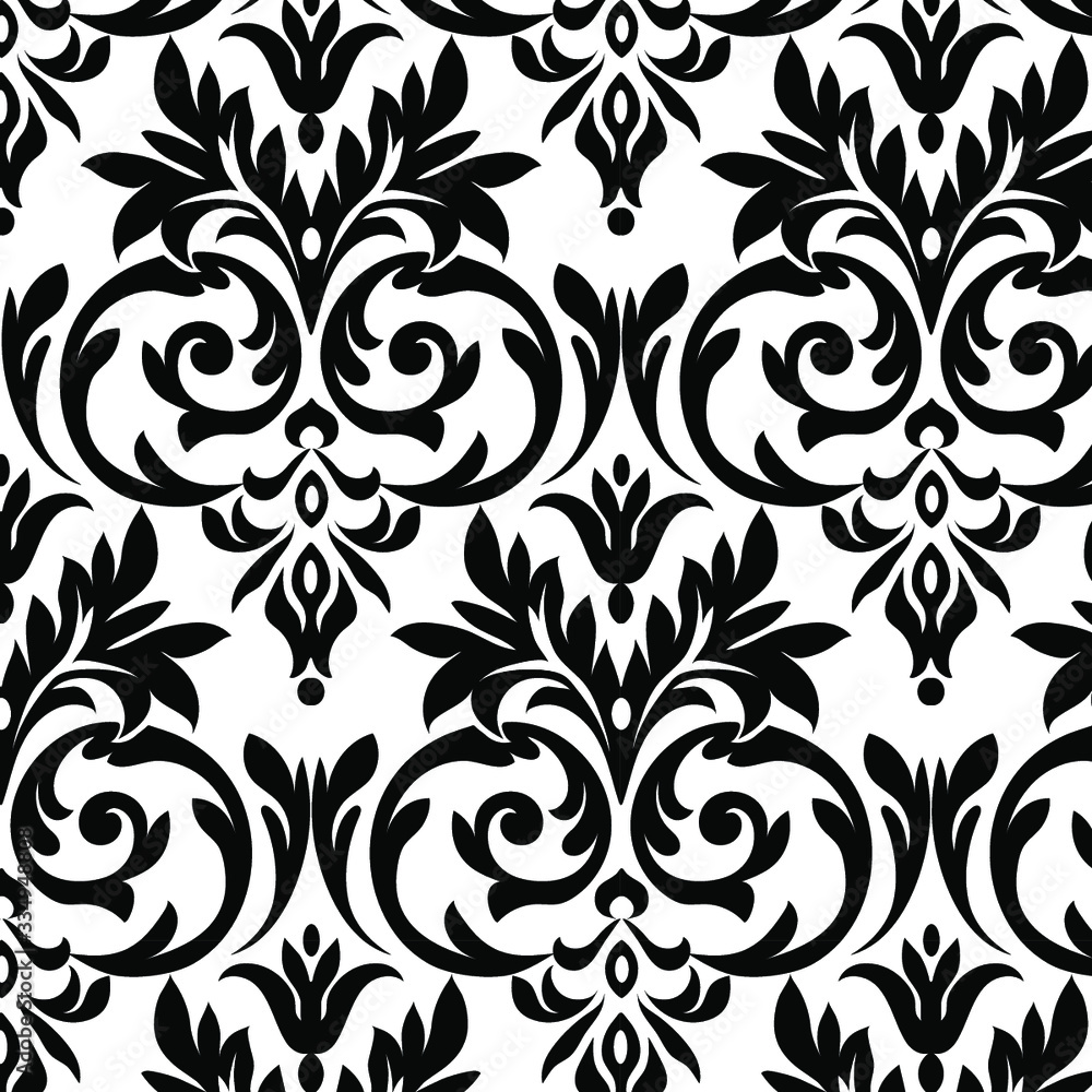 Damask wallpaper. vector background. Black and white texture. Floral ornament Damask wallpaper. vector background. Black and white texture. Floral ornament