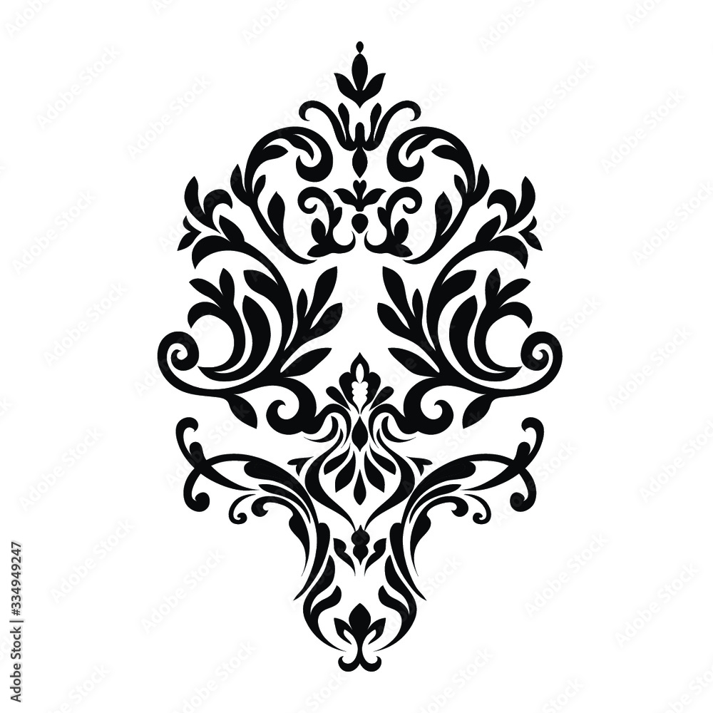 Damask wallpaper.  vector background. Black and white texture. Floral ornament