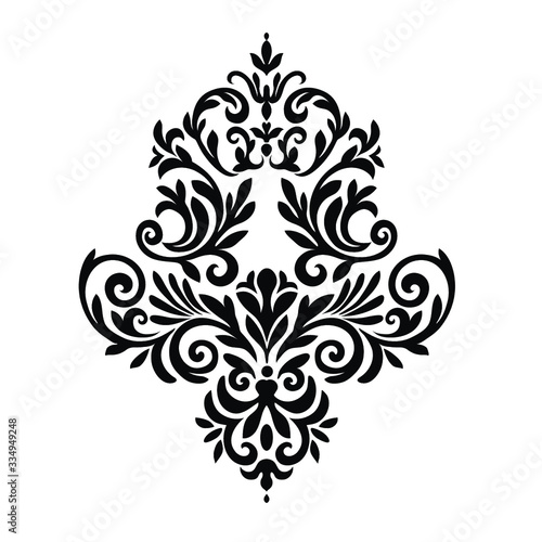 Damask wallpaper.  vector background. Black and white texture. Floral ornament