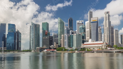 Business Financial Downtown City and Skyscrapers Tower Building at Marina Bay timelapse hyperlapse  Singapore 