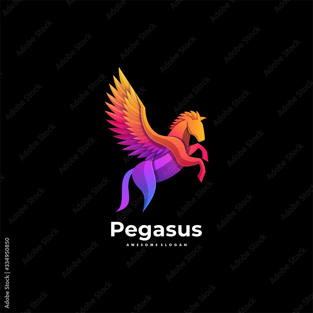 Obraz premium Vector Logo Illustration Pegasus Gradient Colorful Style.