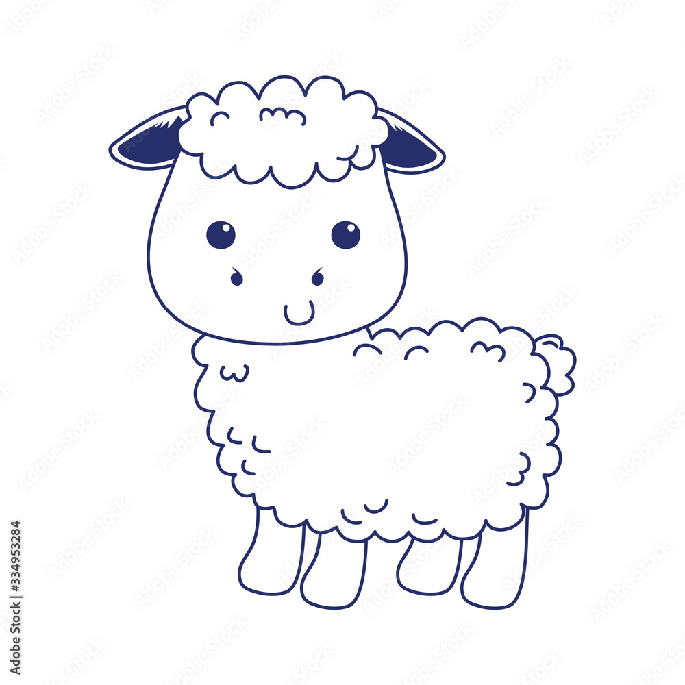 cute little sheep animal cartoon isolated icon design line style cute little sheep animal cartoon isolated icon design line style