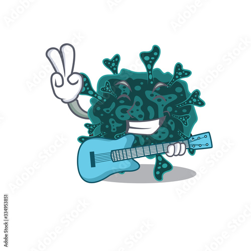 Talented musician of herdecovirus cartoon design playing a guitar