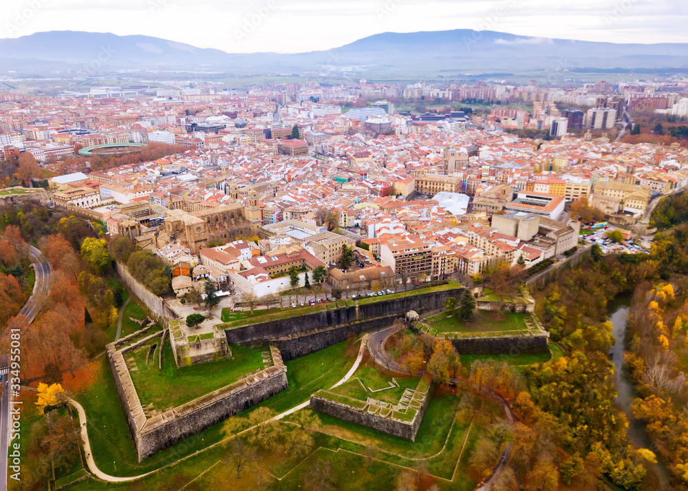 Aerial panorama of Pamplona, Navarre, Spain