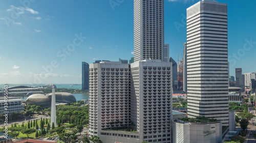 Photography A beautiful morning panorama with Marina Bay area and skyscrapers city skyline aerial timelapse hyperlapse