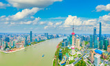The city scenery along the Huangpu River in Shanghai, China