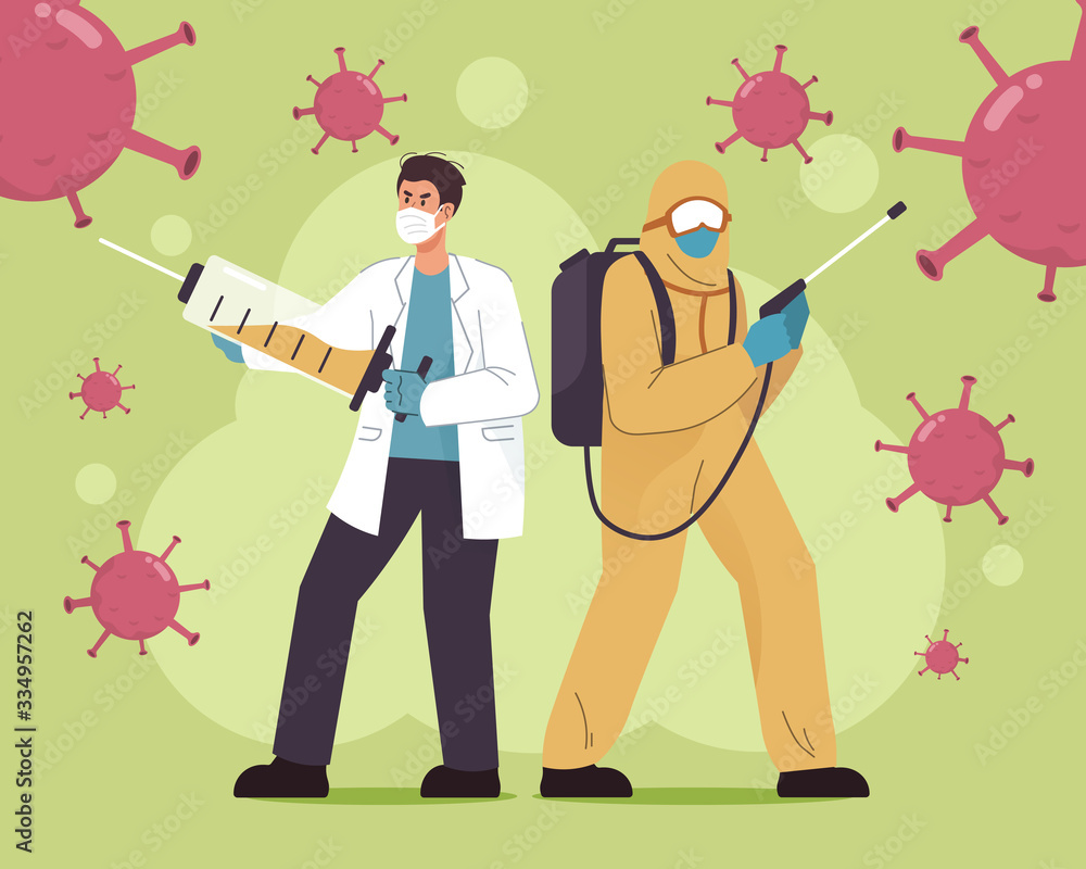 Doctor and medical worker with protective suit fight against coronavirus (Covid-19 or 2019-nCoV) Doctor and medical worker with protective suit fight against coronavirus (Covid-19 or 2019-nCoV)