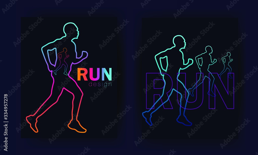 Running marathon for banner, poster, cover, brochures, flyers, presentations, logo, print. Silhouettes people with lines. Sports invitation template. Abstract race dynamic sportsman. Running marathon for banner, poster, cover, brochures, flyers, presentations, logo, print. Silhouettes people with lines. Sports invitation template. Abstract race dynamic sportsman.