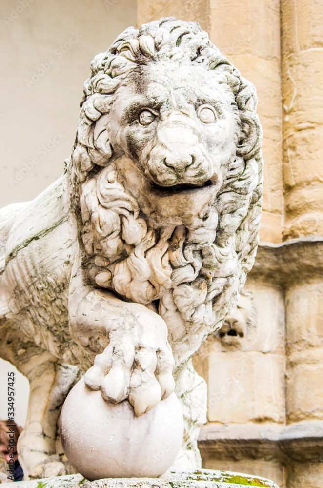statue of the Italian Florentine Renaissance: lions defending freedom statue of the Italian Florentine Renaissance: lions defending freedom