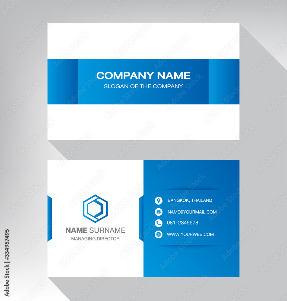 Modern. vector business card template. design blue and white color