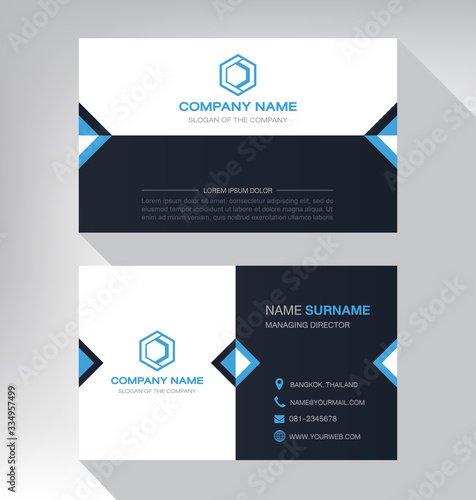 Modern. vector business card template. design blue and white color