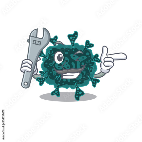 A picture of herdecovirus mechanic mascot design concept photo