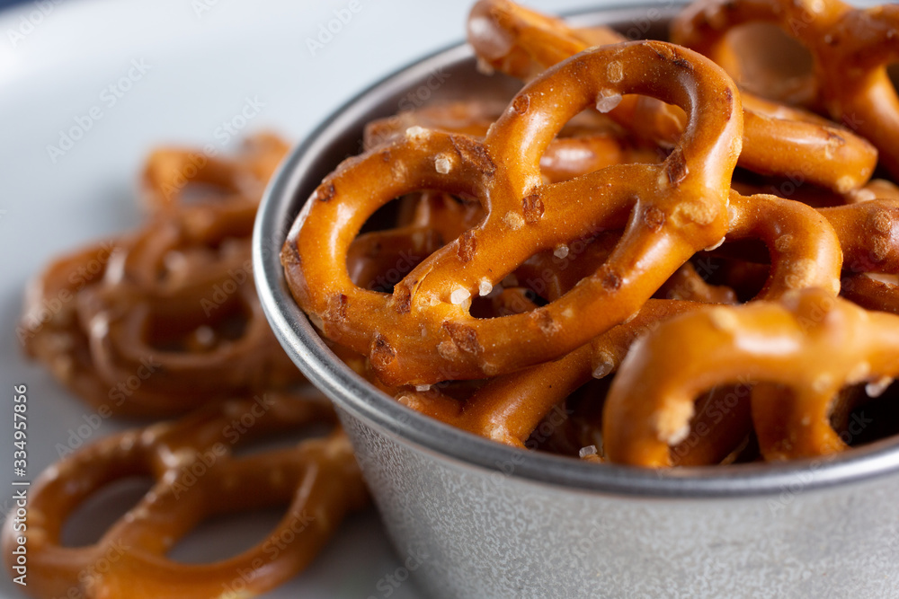 A macro closeup view of a pile of gluten free pretzels. A macro closeup view of a pile of gluten free pretzels.