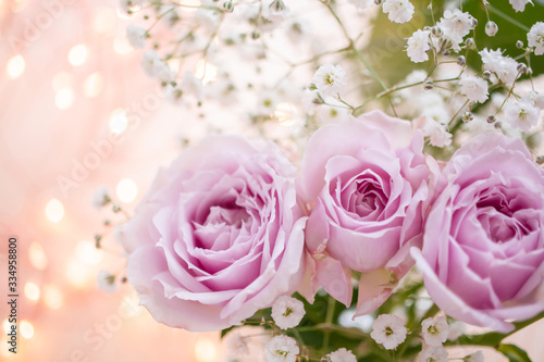 淡いピンクのバラ　花のキラキラの背景 © shironagasukujira