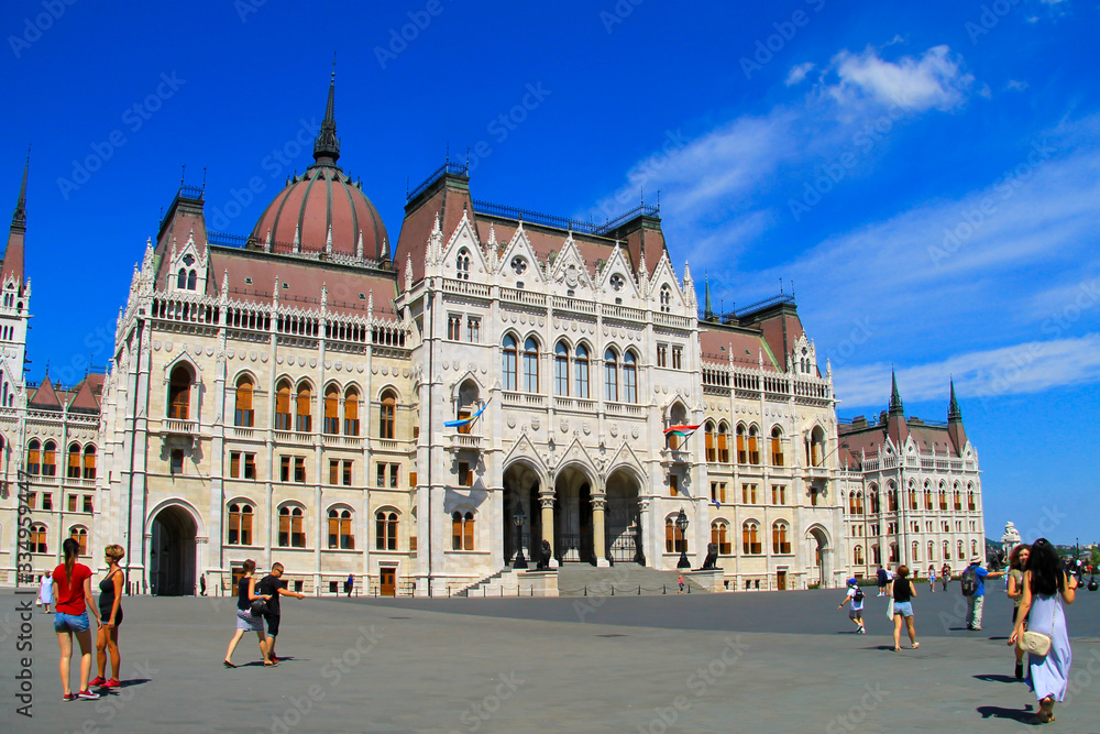 Famous Hungarian Parliament Building, a neo-Gothic landmark, UNESCO World Heritage, city Budapest, Hungary