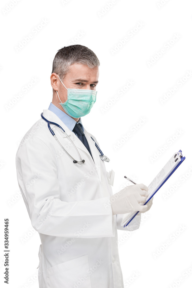 Doctor holding a patient file or medical notes Doctor holding a patient file or medical notes